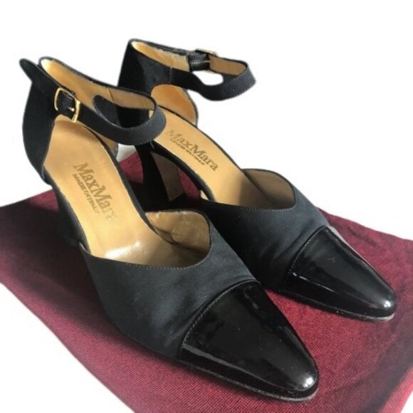 Vintage 90s Max Mara made in Italy kitten heel mary janes strappy shoes heels - Picture 6 of 15